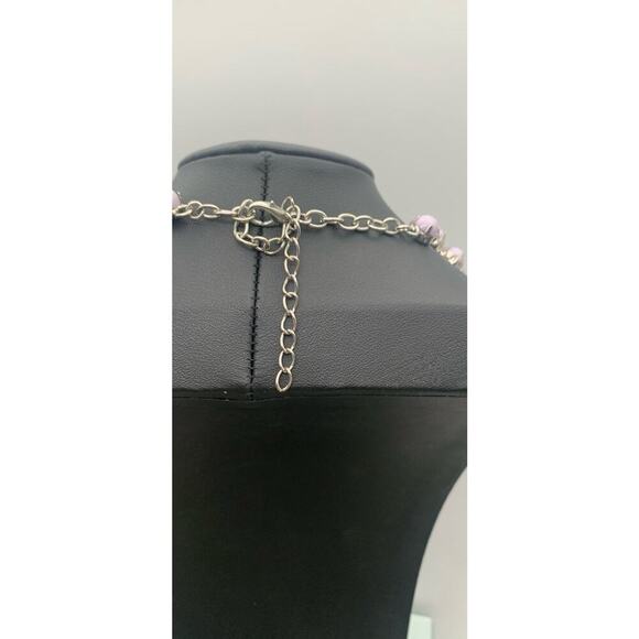 Lavender Purple Prong Set 3 Layer Choker Collar Necklace - Picture 5 of 5